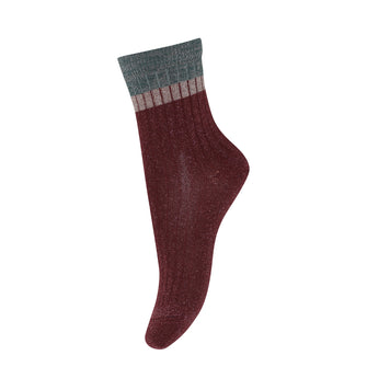 Mp Denmark | Norma glitter socks | Lava Green | Dark Red
